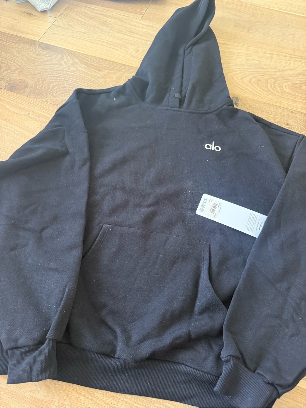ALO Yoga Black Hoodie with White 'alo' Chest Logo